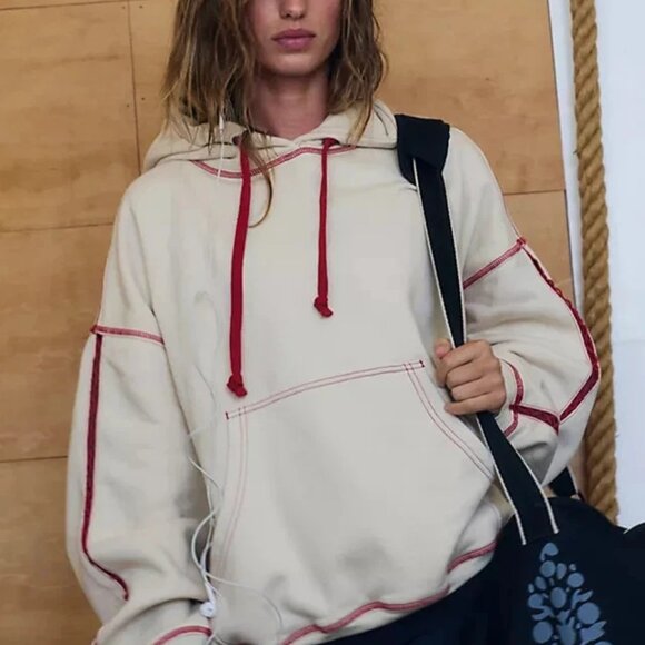 Free People Final Call Rose Logo Hoodie Floral Embroidered Sweatshirt Jacket - Picture 2 of 6